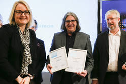 Sandra Küchler (Druck und Medien) und Matthias Simon (1. Platz Kategorie "Nachhaltigkeit).